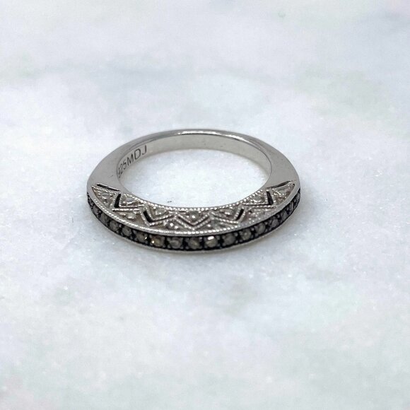 MDJ Clear Light Yellow Diamond 0.16 CTW Sterling Silver 925 Ring, Size 5 - Picture 1 of 10